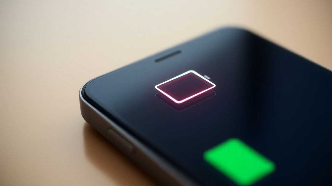 Smartphone battery with glowing charge indicator.