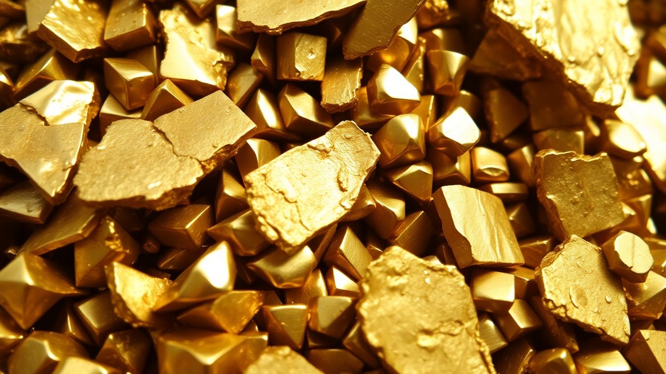 Pile of various scrap gold pieces and broken jewelry.