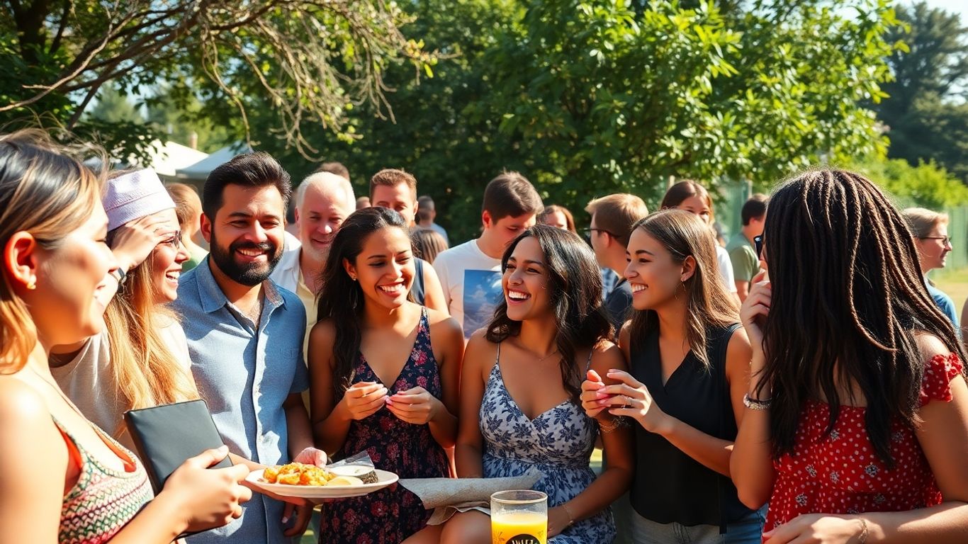 People enjoying a communal outdoor gathering