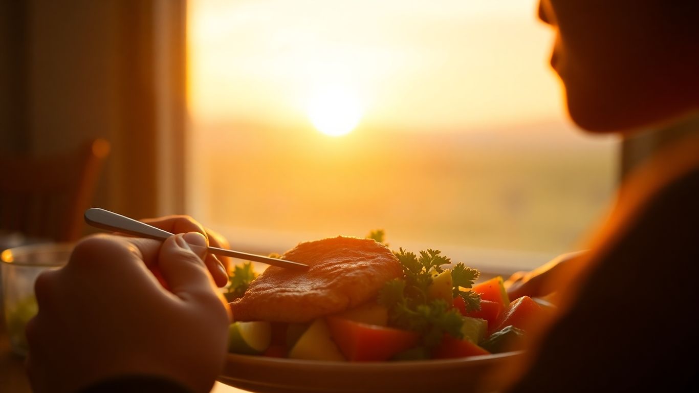 Person eating healthy protein meal throughout the day