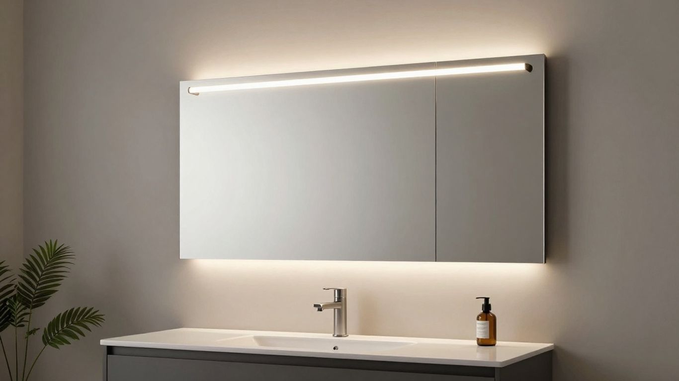 Modern bathroom vanity with above mirror light