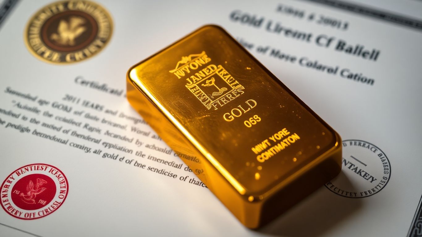 Gold bar on certification documents