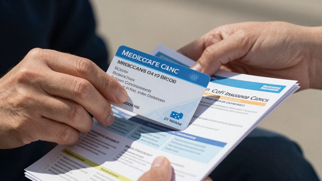 Medicare card and insurance plan brochures