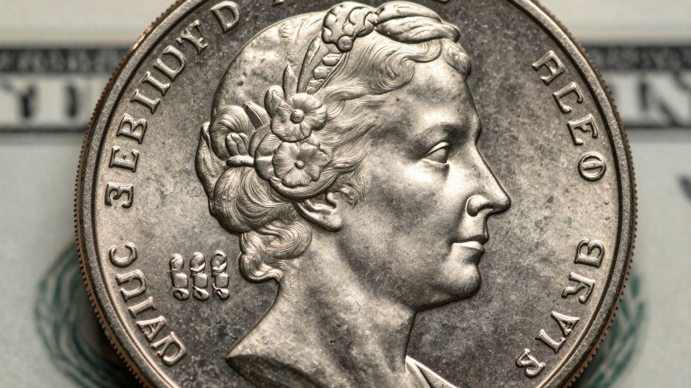 Close-up of a Susan B. Anthony dollar coin.