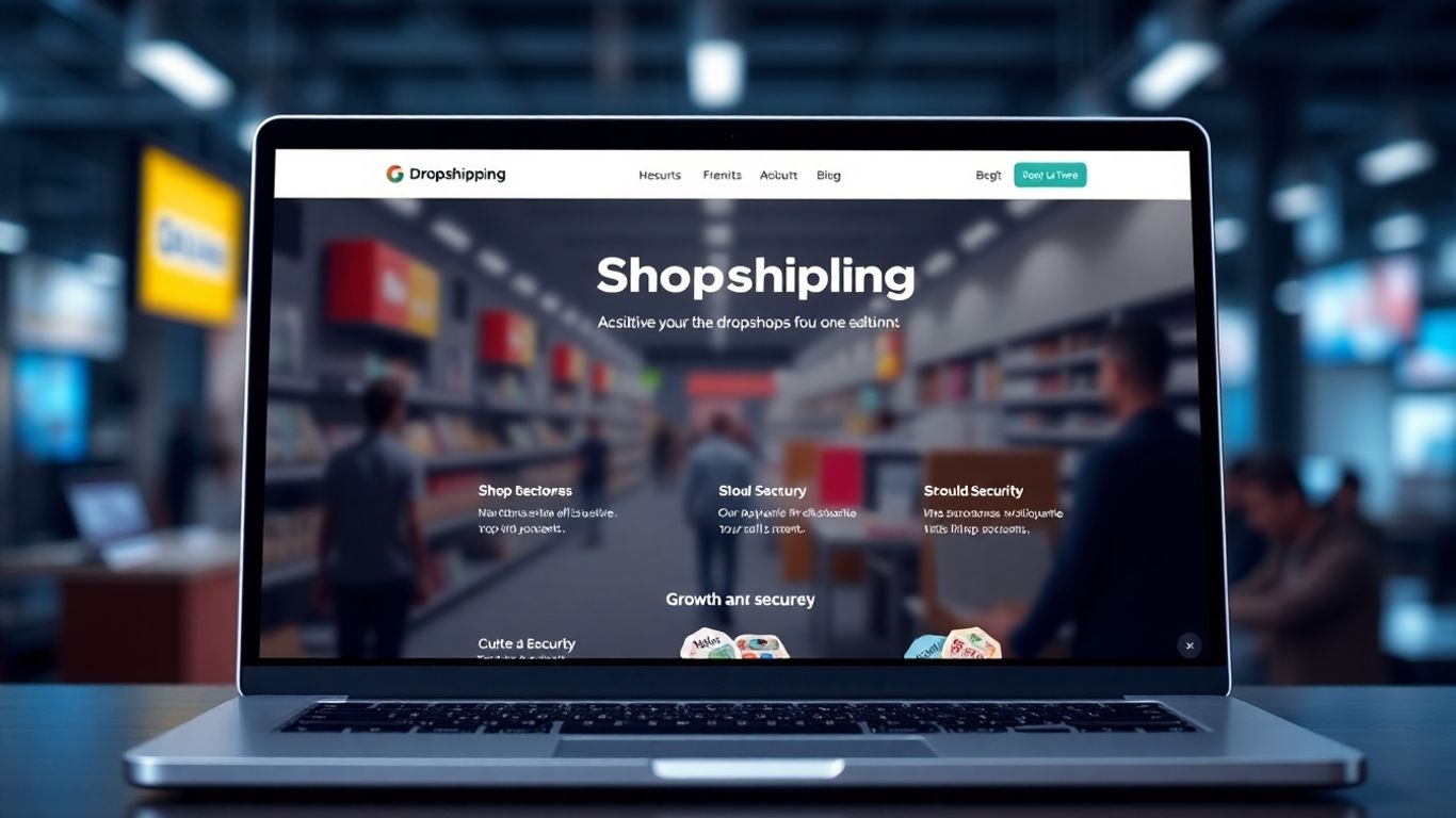 Modern dropshipping website on a laptop screen.