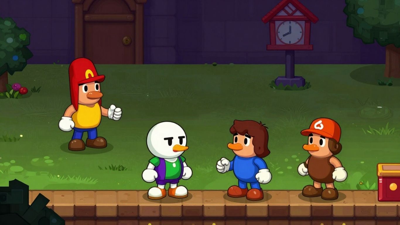 Nostalgic classic characters in a modern game art style.