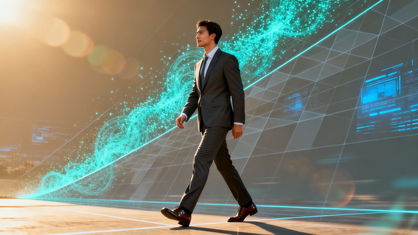 Business professional analyzing digital growth on LinkedIn.