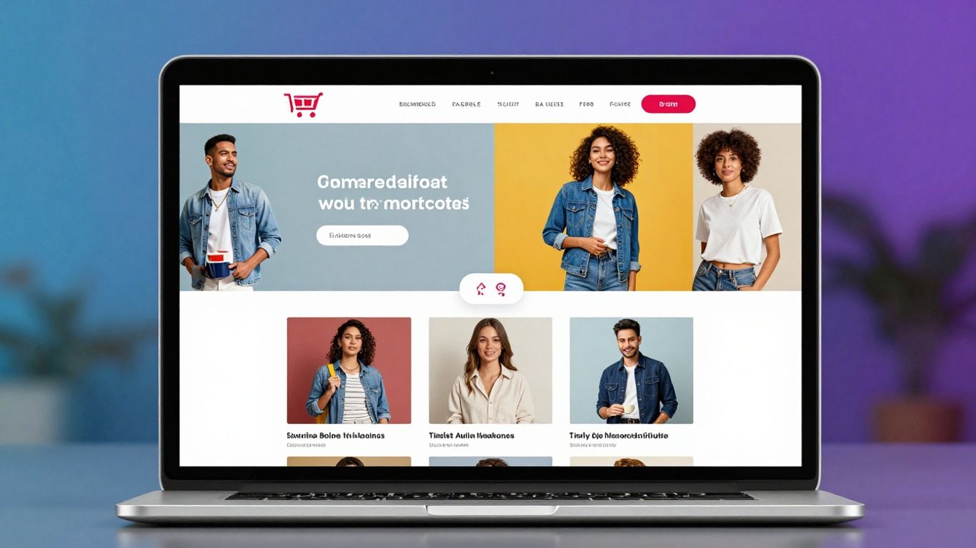E-commerce website on a laptop screen
