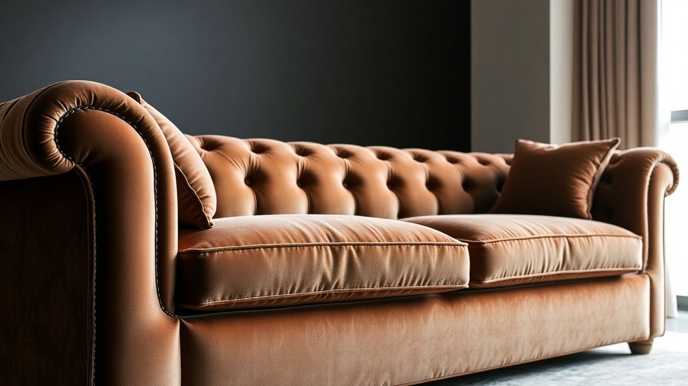 Sofa with rich, textured fabric