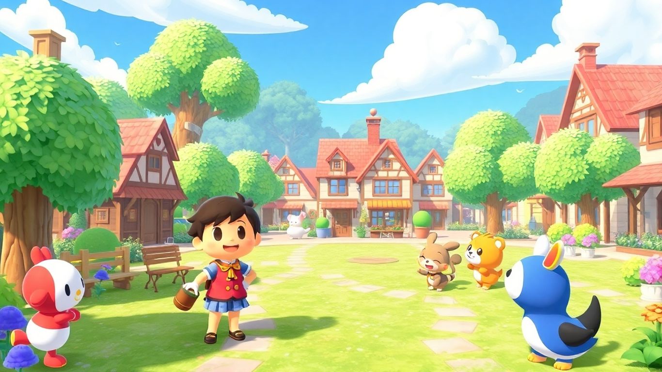 Animal Crossing: New Leaf gameplay scene with villagers.