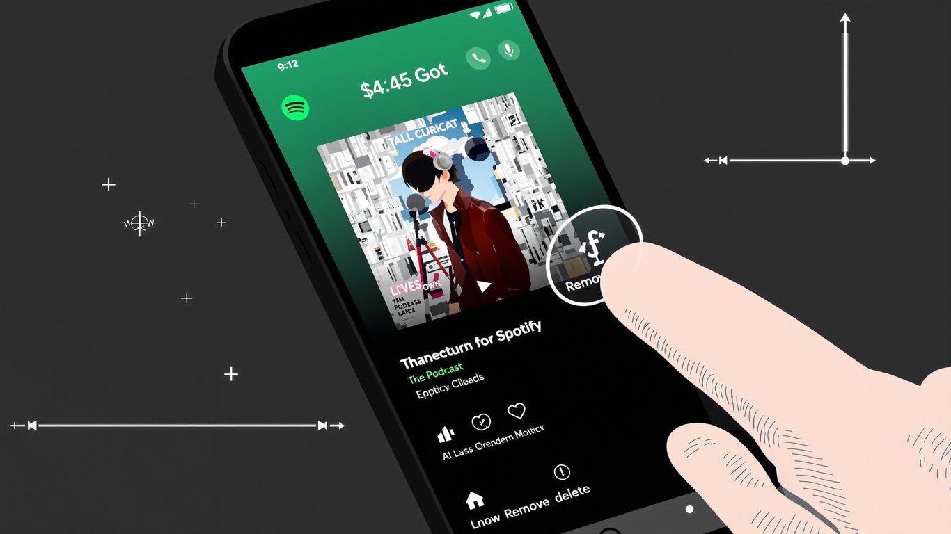 Spotify app showing podcast content with a removal action.
