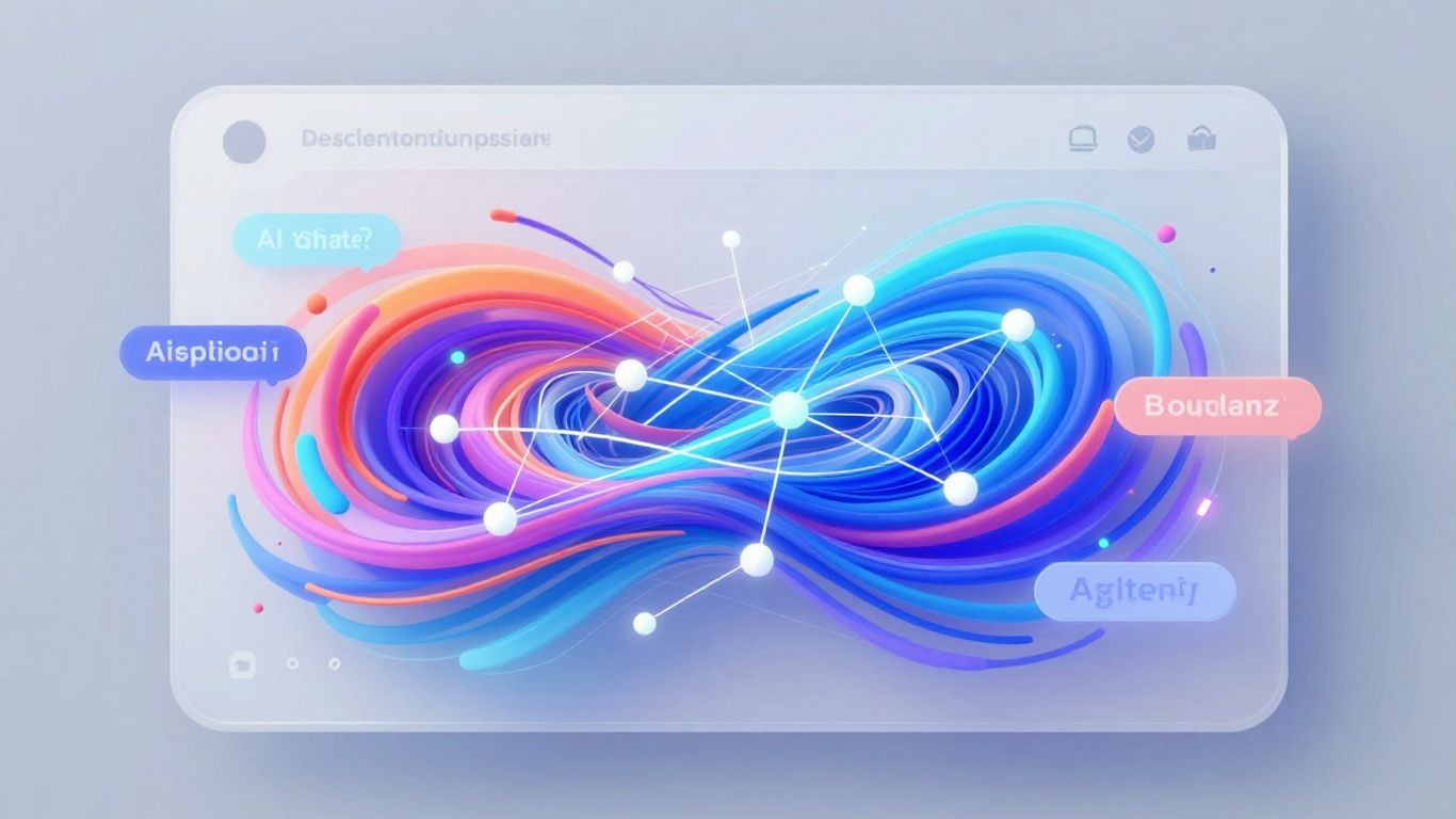 Futuristic AI chatbot with abstract digital art.