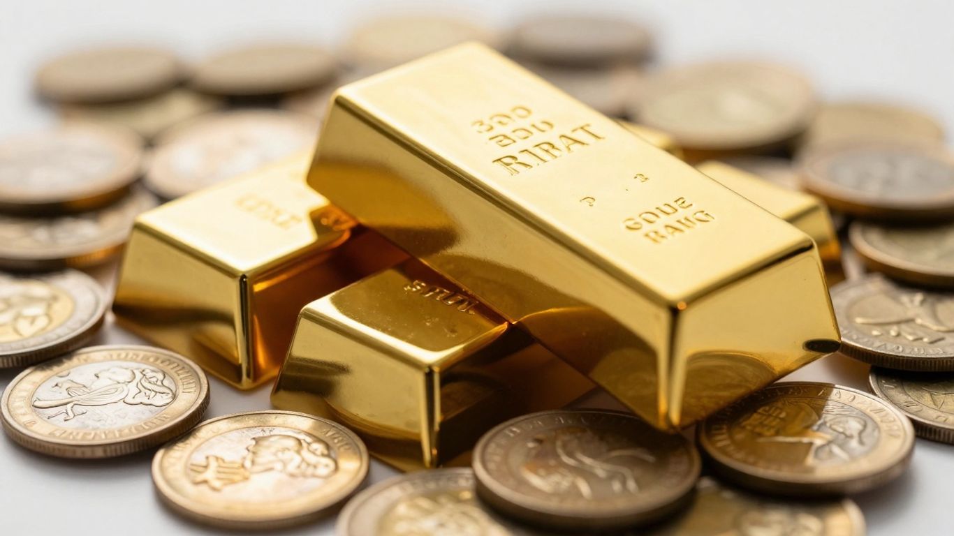 闪亮的金条和金币