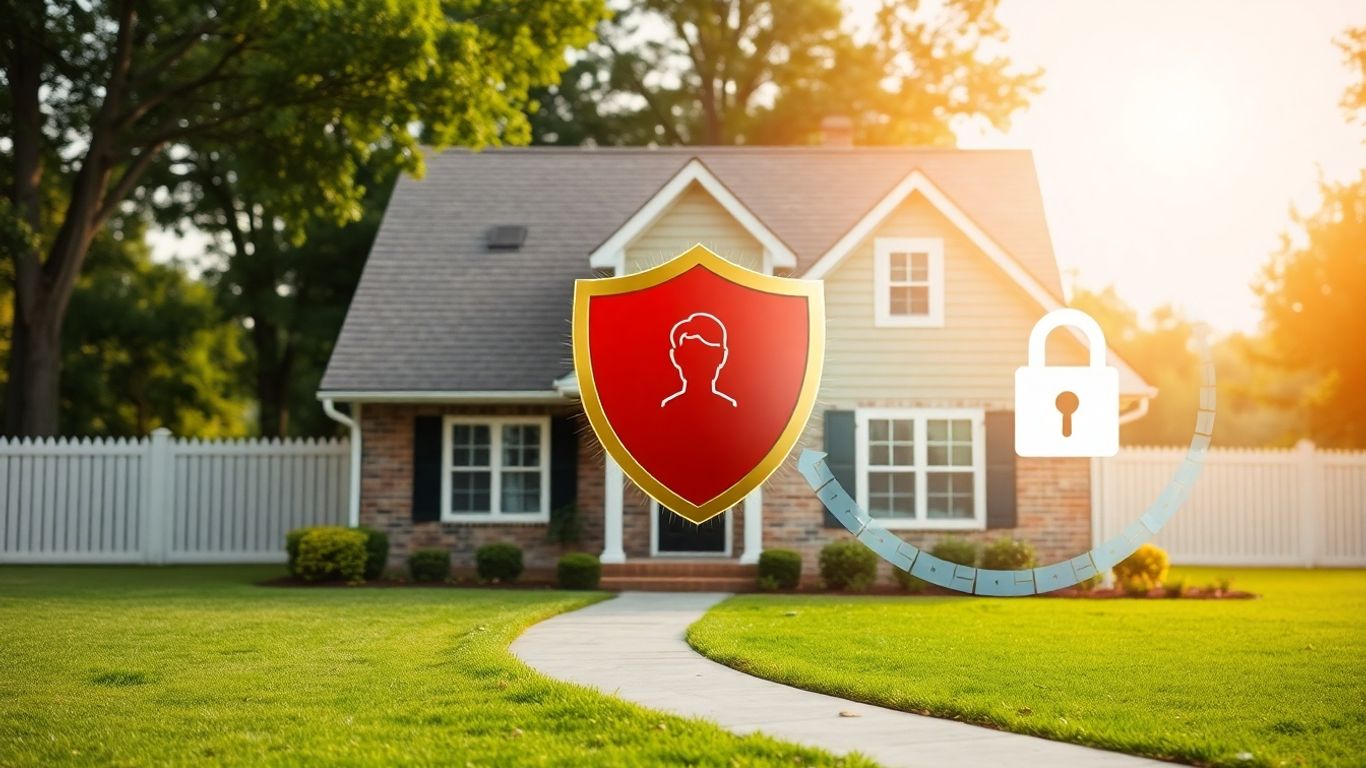 Casa protegida por un escudo de seguro.