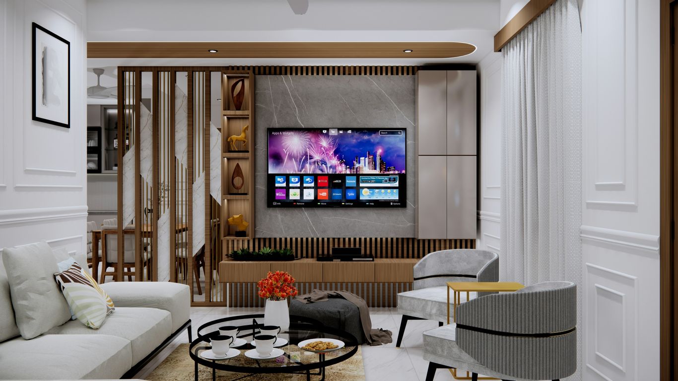 A living room filled with furniture and a flat screen TV
