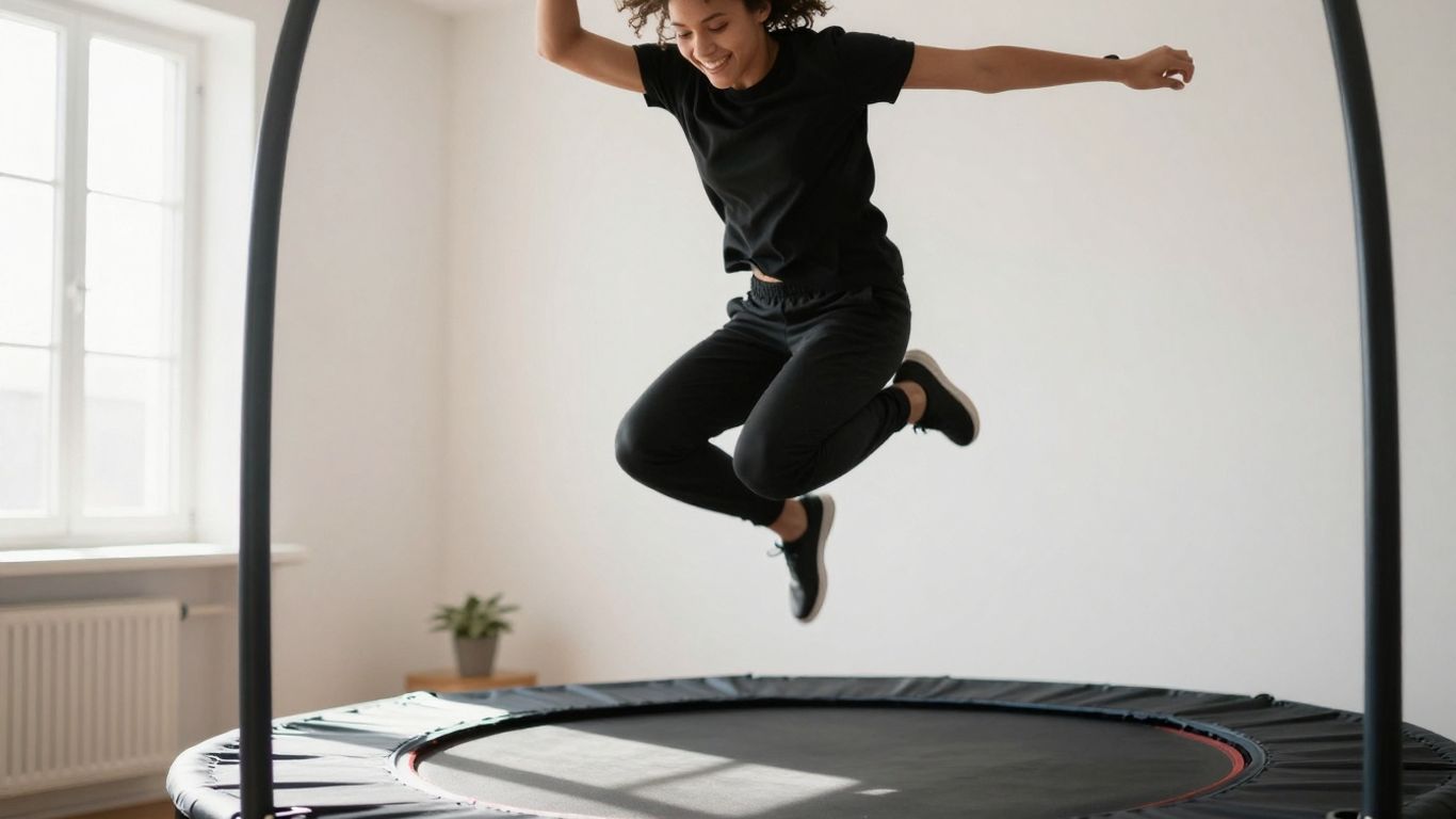 Person jumping on a mini trampoline