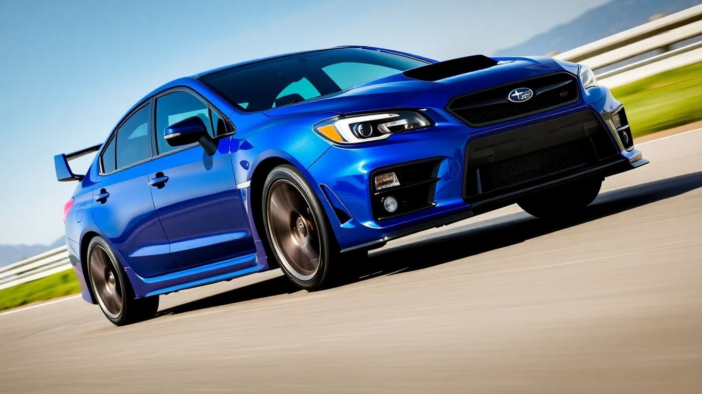 Subaru WRX STI driving on a road