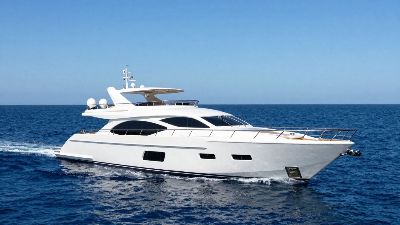 Sleek 150 ft yacht on a sunny ocean.