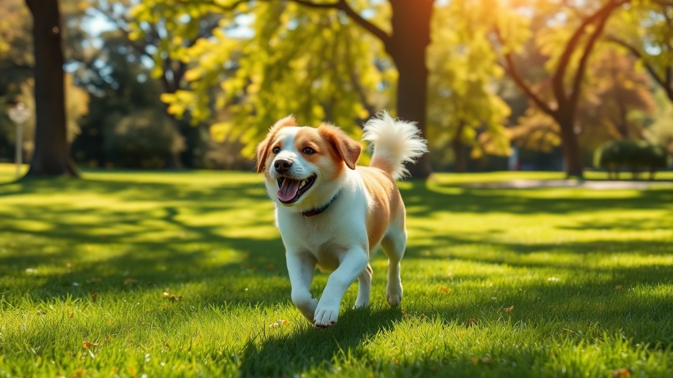 Happy dog running in Double Bay park