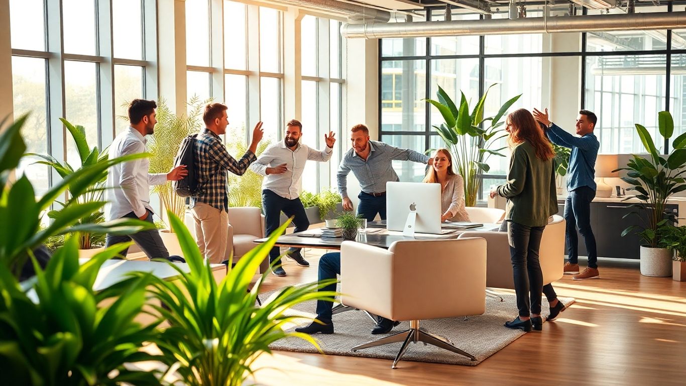 Business growth and team collaboration in a modern office.