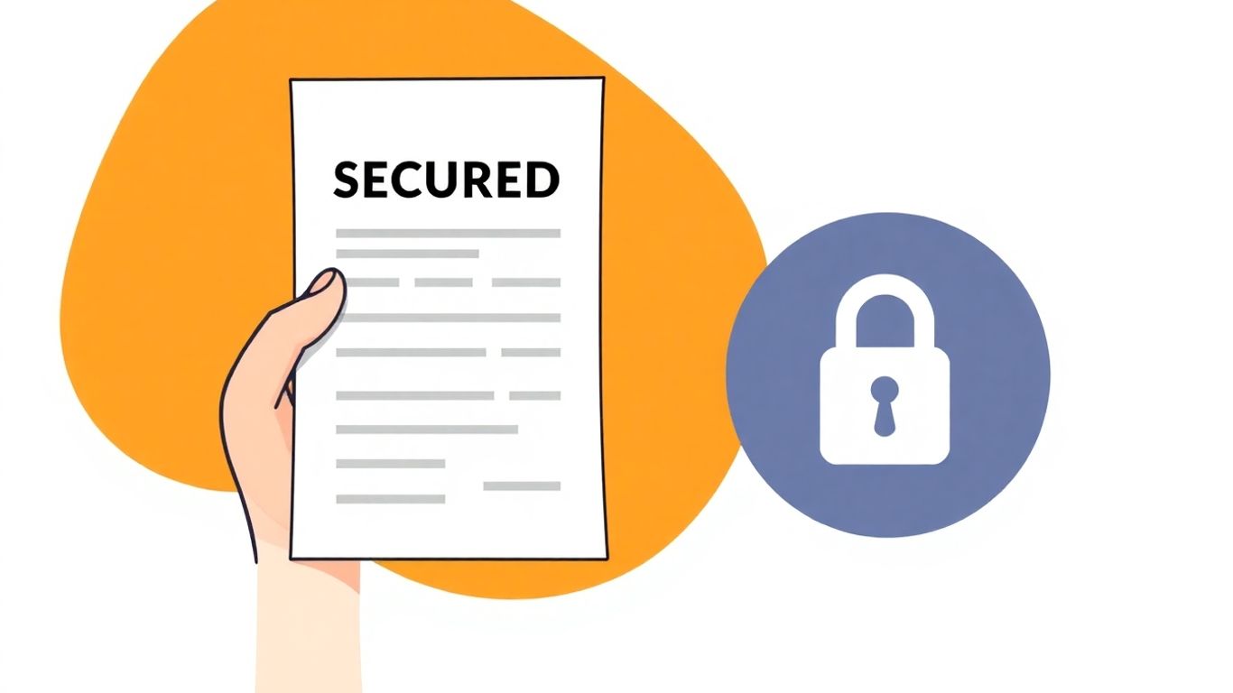 Secured loan document with padlock icon.