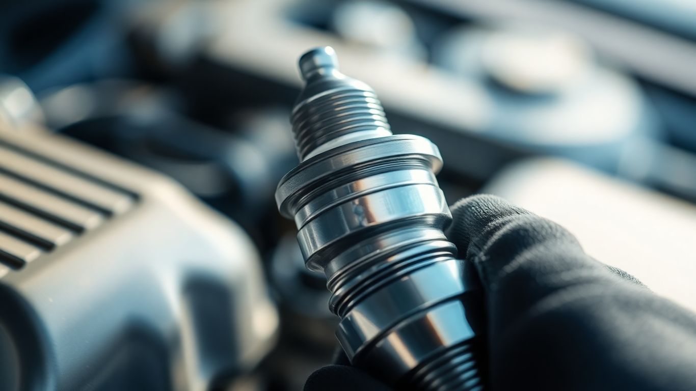 Close-up of a new, shiny car engine part.