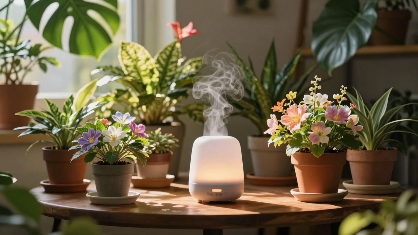 Duftende Pflanzen beleben ein sonniges Zuhause mit lebendigen Farben.