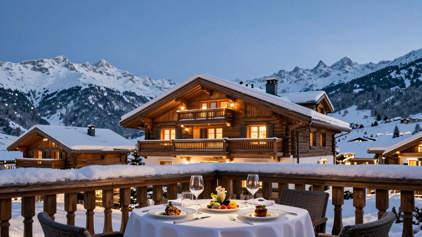 Gourmet meal served in a luxurious Courchevel chalet.