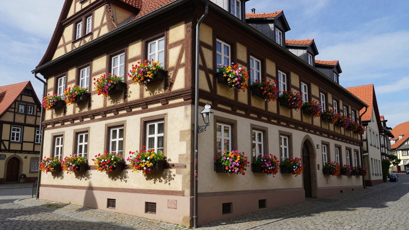 Historische Ferienwohnung in Wernigerode mit Fachwerkhäusern.