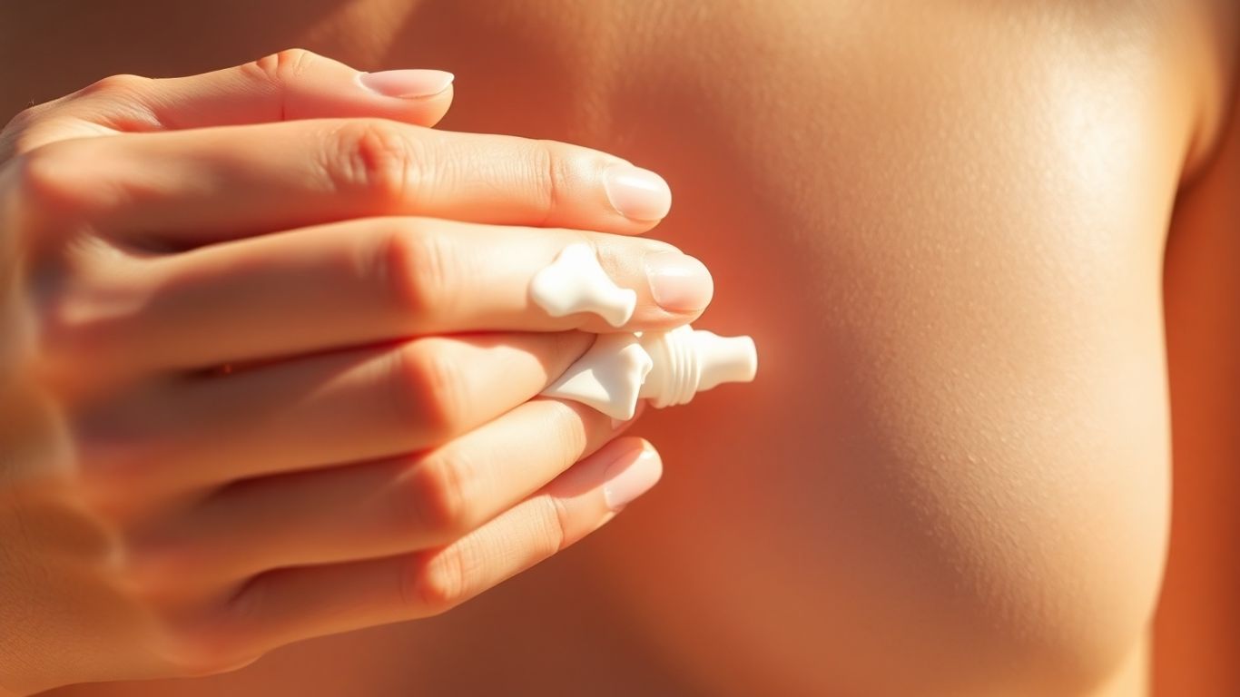 Hand mit Sonnencreme Tube