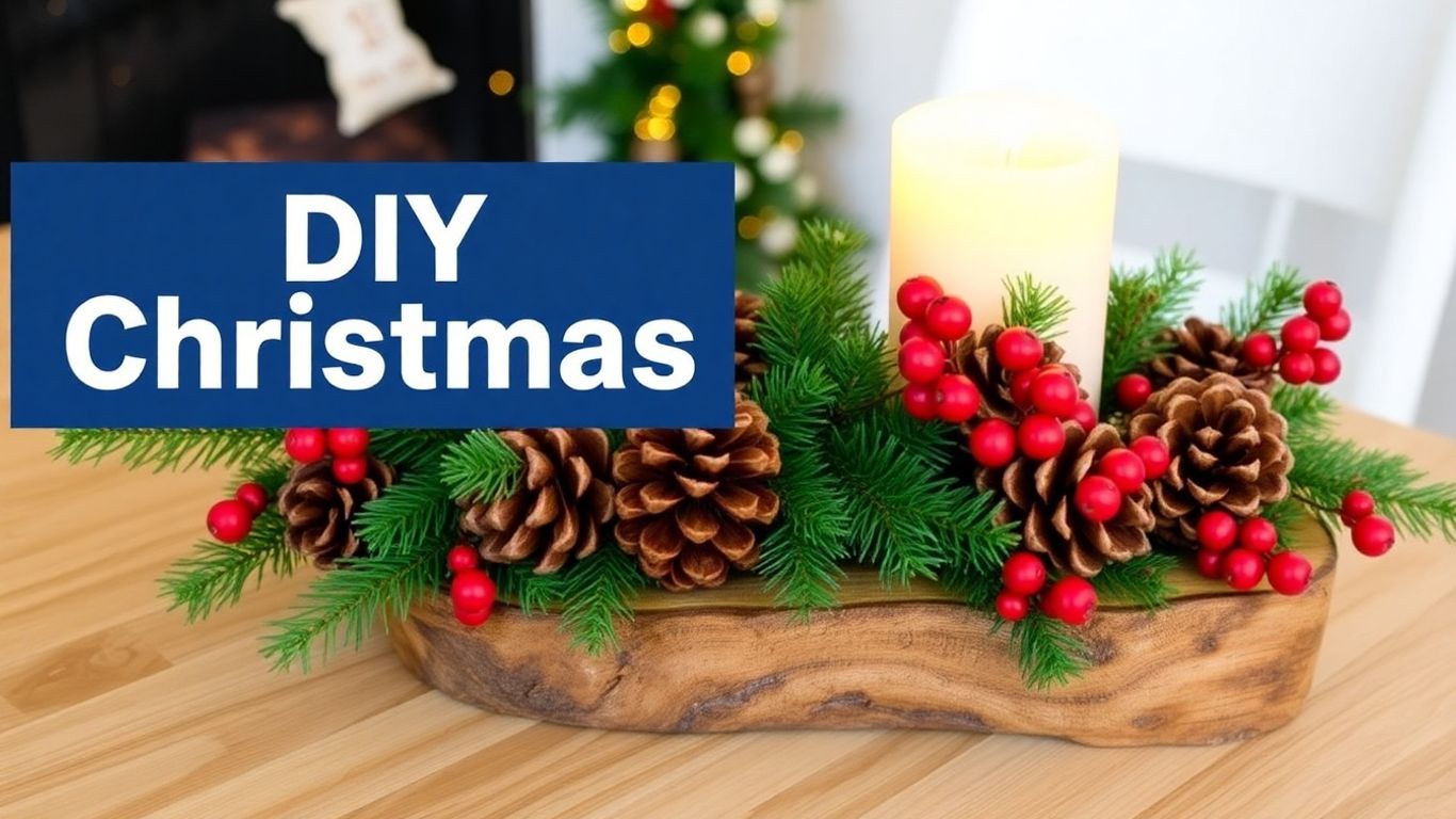 DIY Christmas centerpiece with pinecones and candle