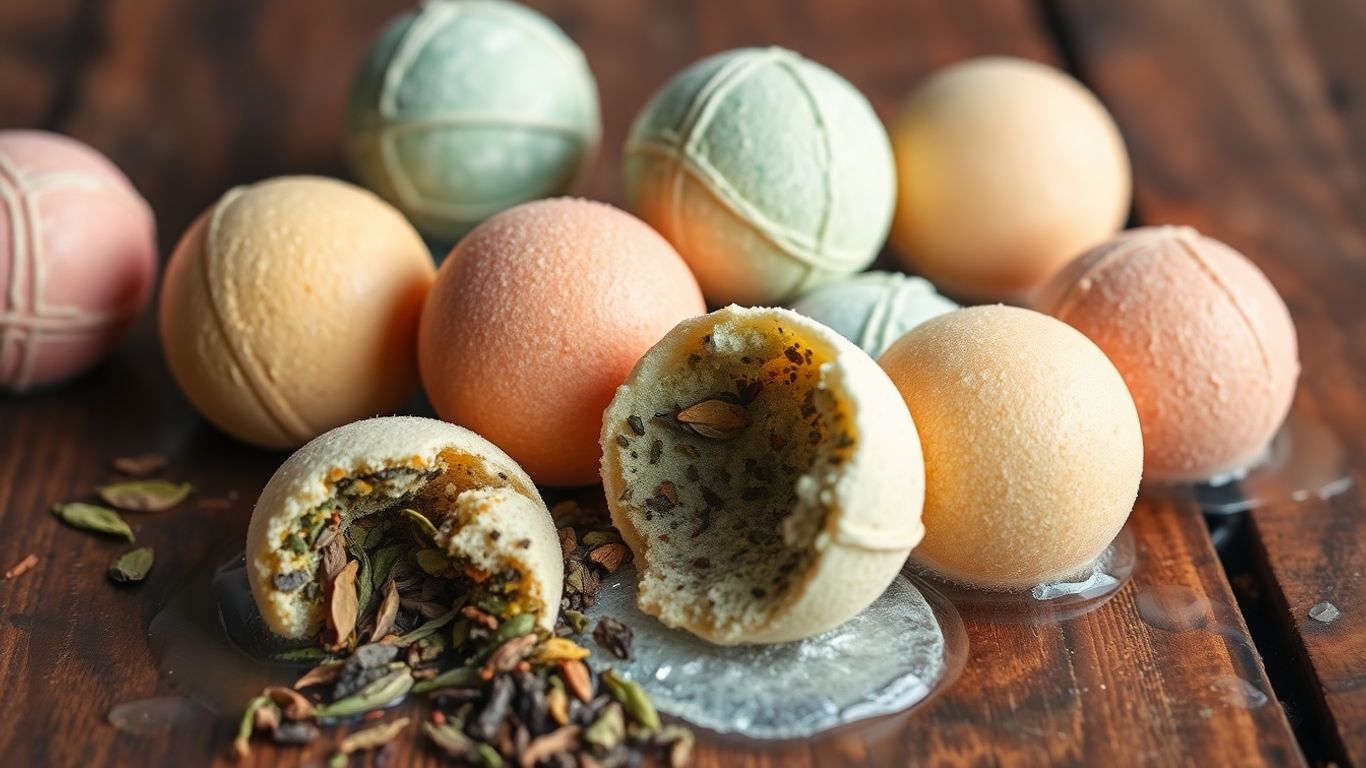 Dissolvable organic tea spheres in water.