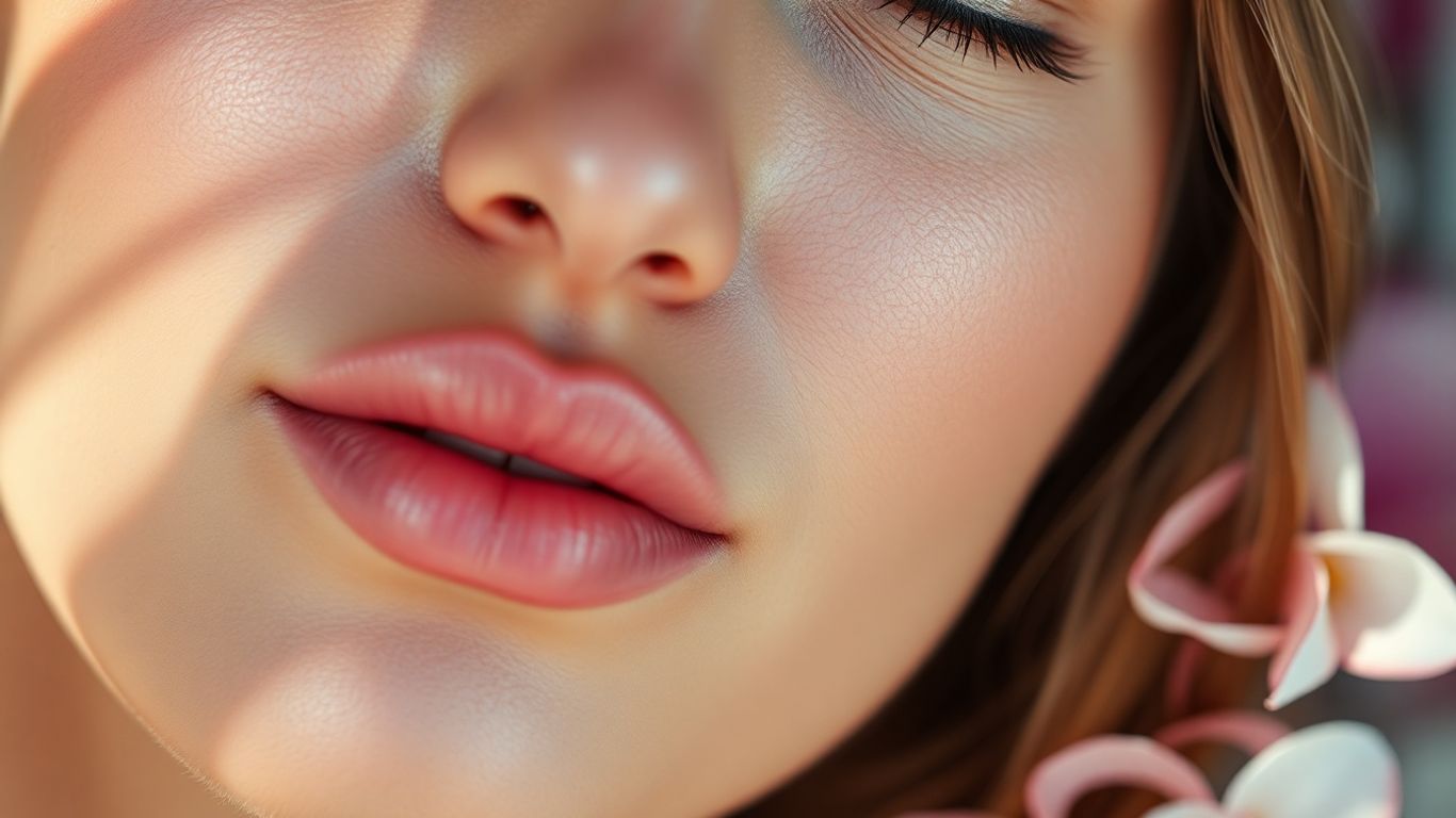 Luminous skin with natural light and botanical elements.