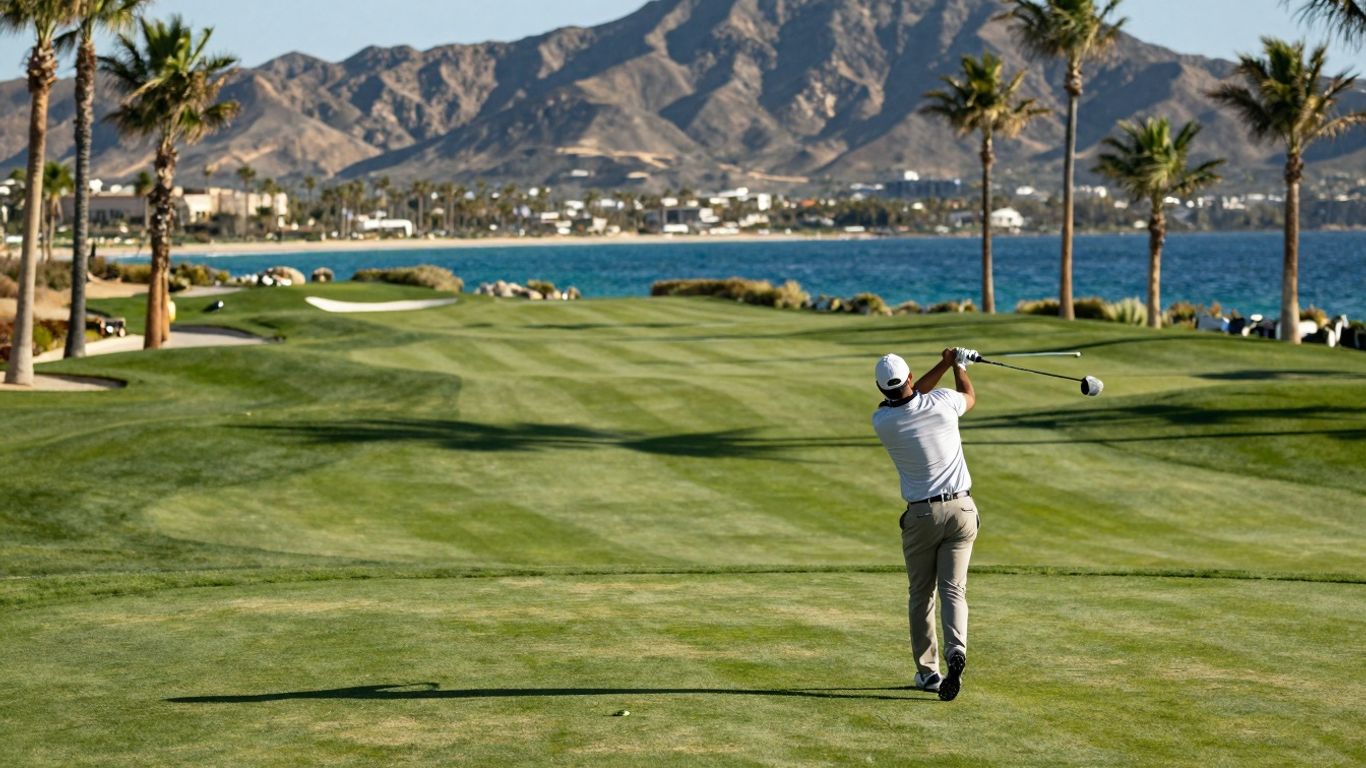 Luxury golf course with ocean view in Cabo.