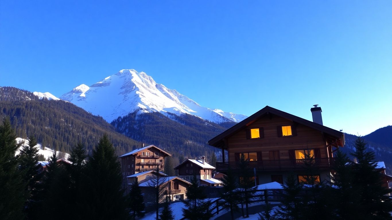 Chalet di lusso a Les Gets con montagne innevate.