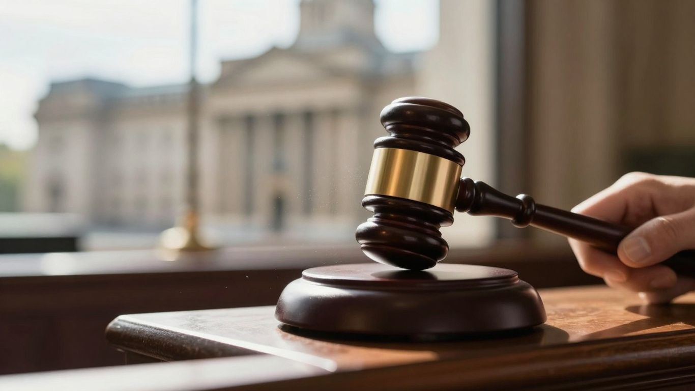 Ciocan de judecată lovind o bâtă în parlament.