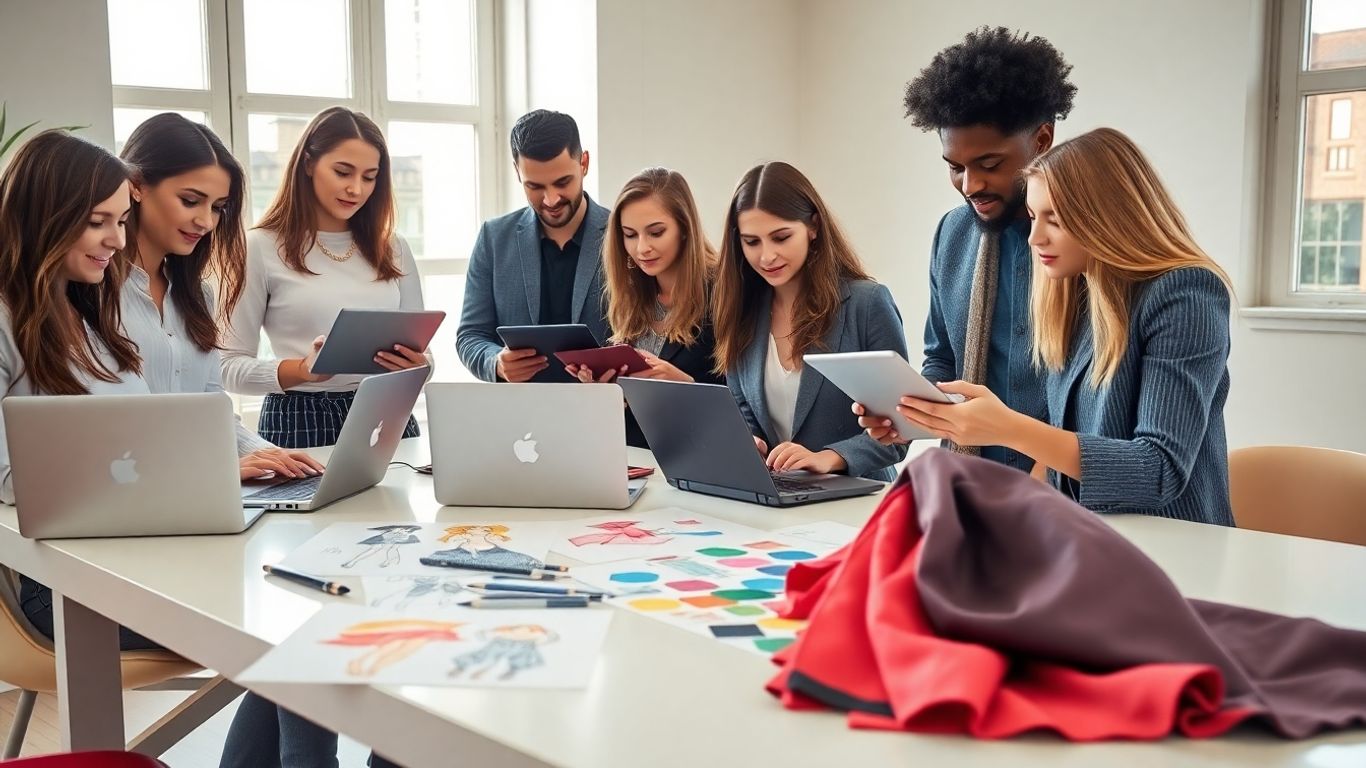 Fashion students learning online for 2025 careers.