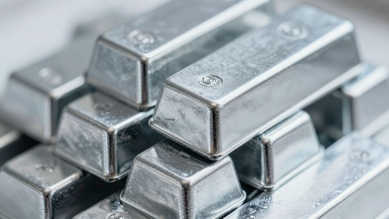 قضبان فضية لامعة مكدسة