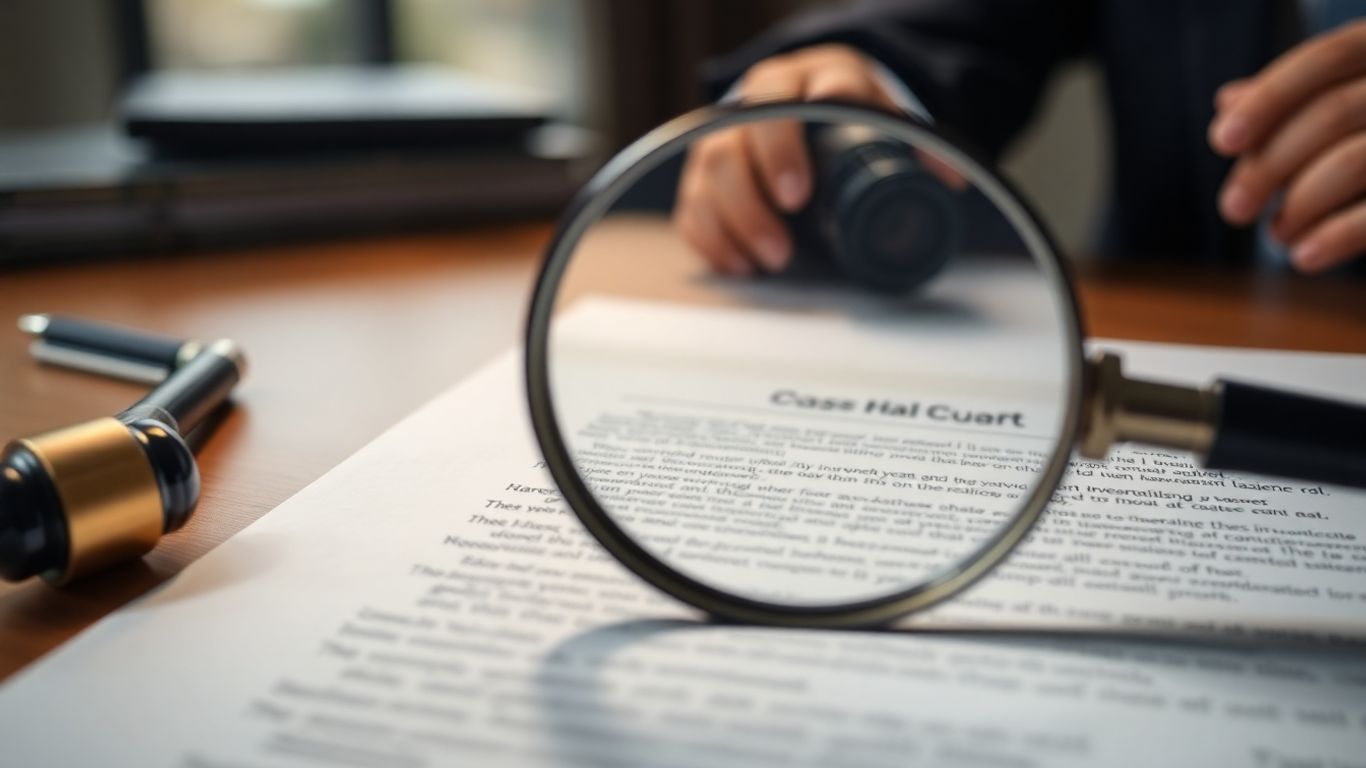 Document juridic cu lupă examinând o clauză.