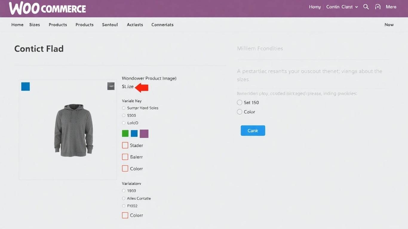 WooCommerce variable product options on a webpage.