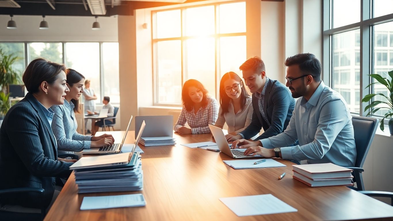 Business professionals saving money with PEO solutions.