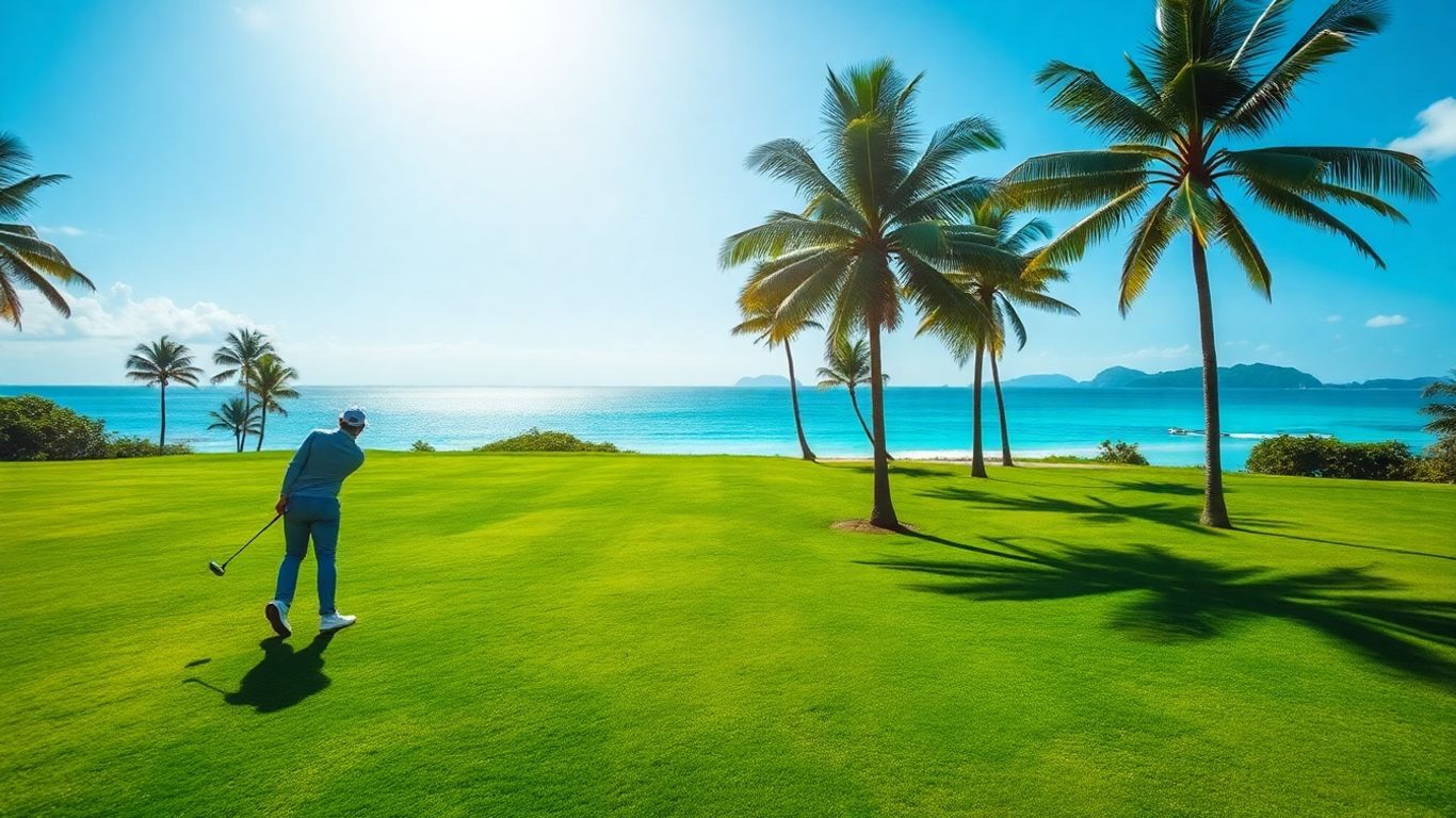 Golf course overlooking the sea in Phuket.
