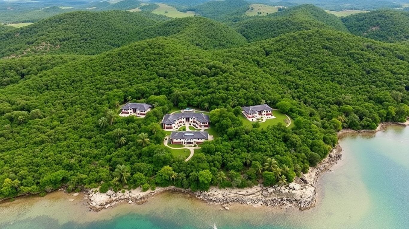 Luxury lodges nestled in lush Australian landscape.