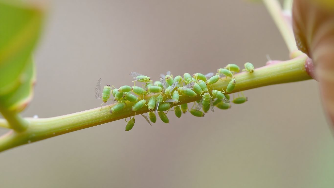 Blattläuse auf einer Pflanze im Herbst