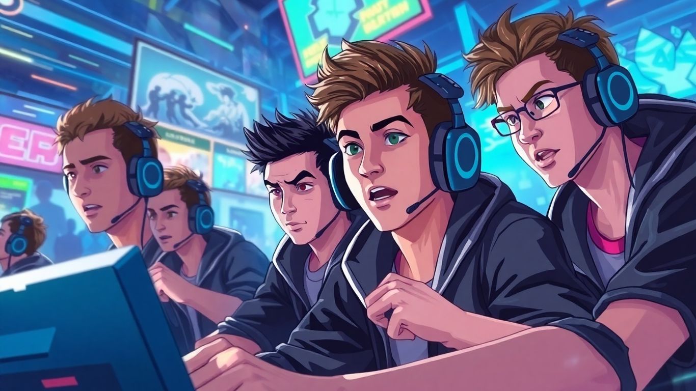 Esports players in intense virtual competition