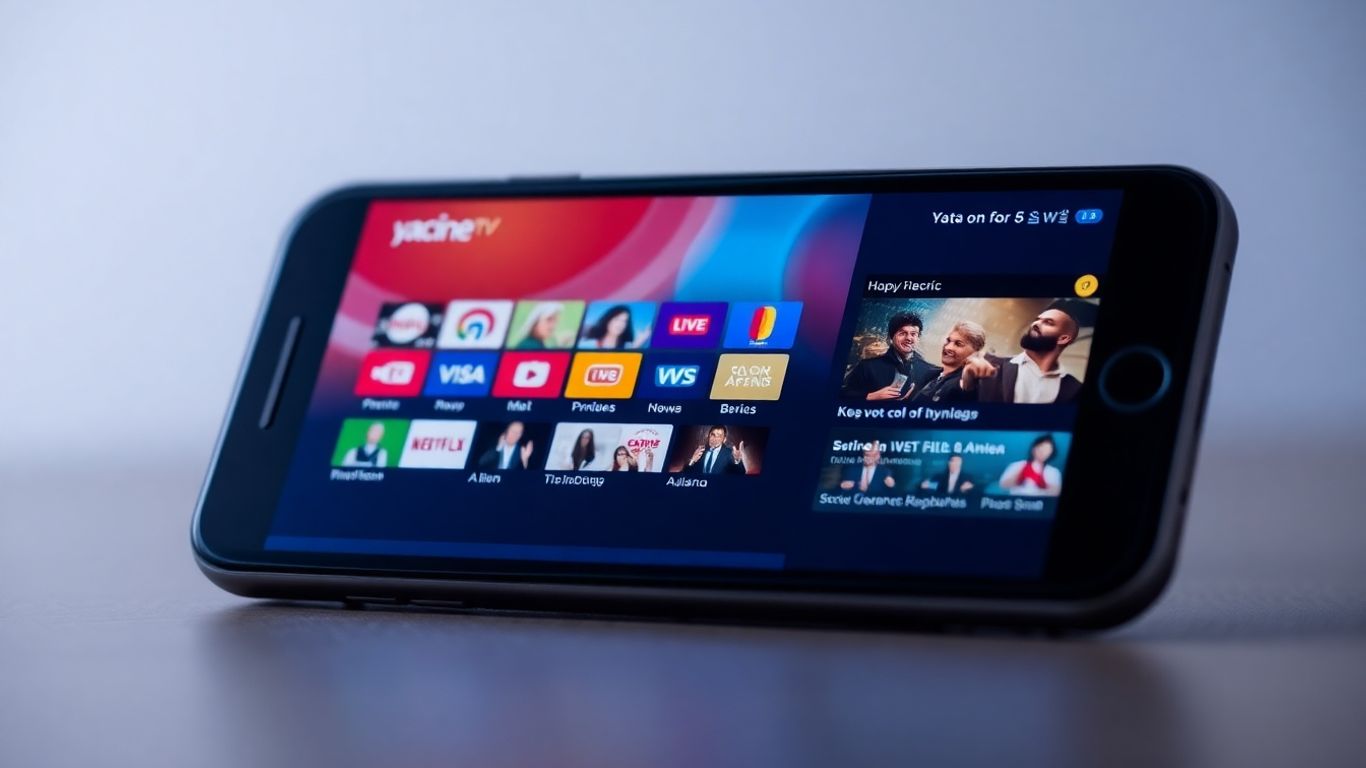 Application Yacine TV sur un écran de smartphone.