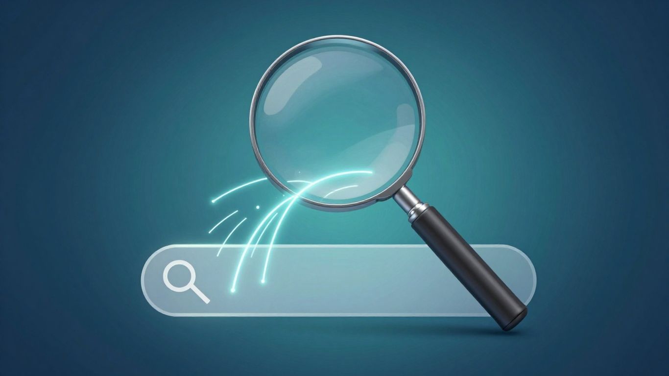 Loupe sur une barre de recherche stylisée