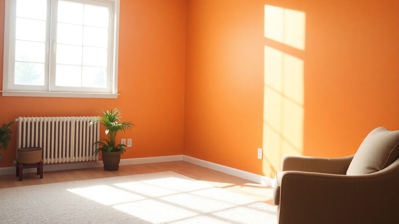 Freshly painted living room with sunlight