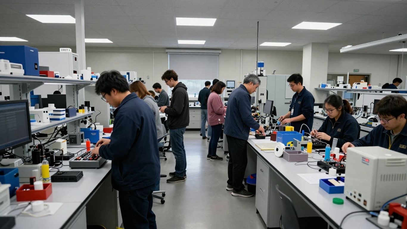 MIT fabrication lab with advanced machinery.