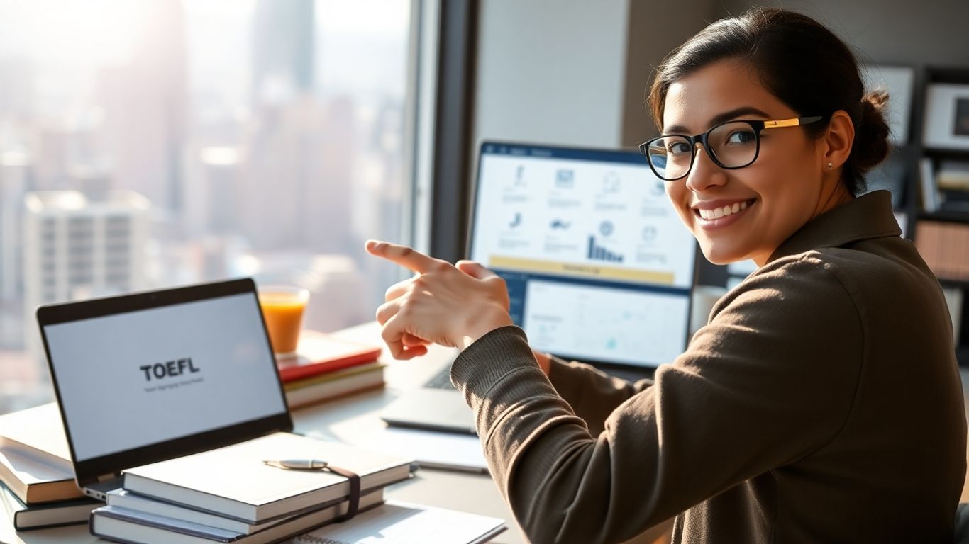 Student studying TOEFL with Magoosh resources